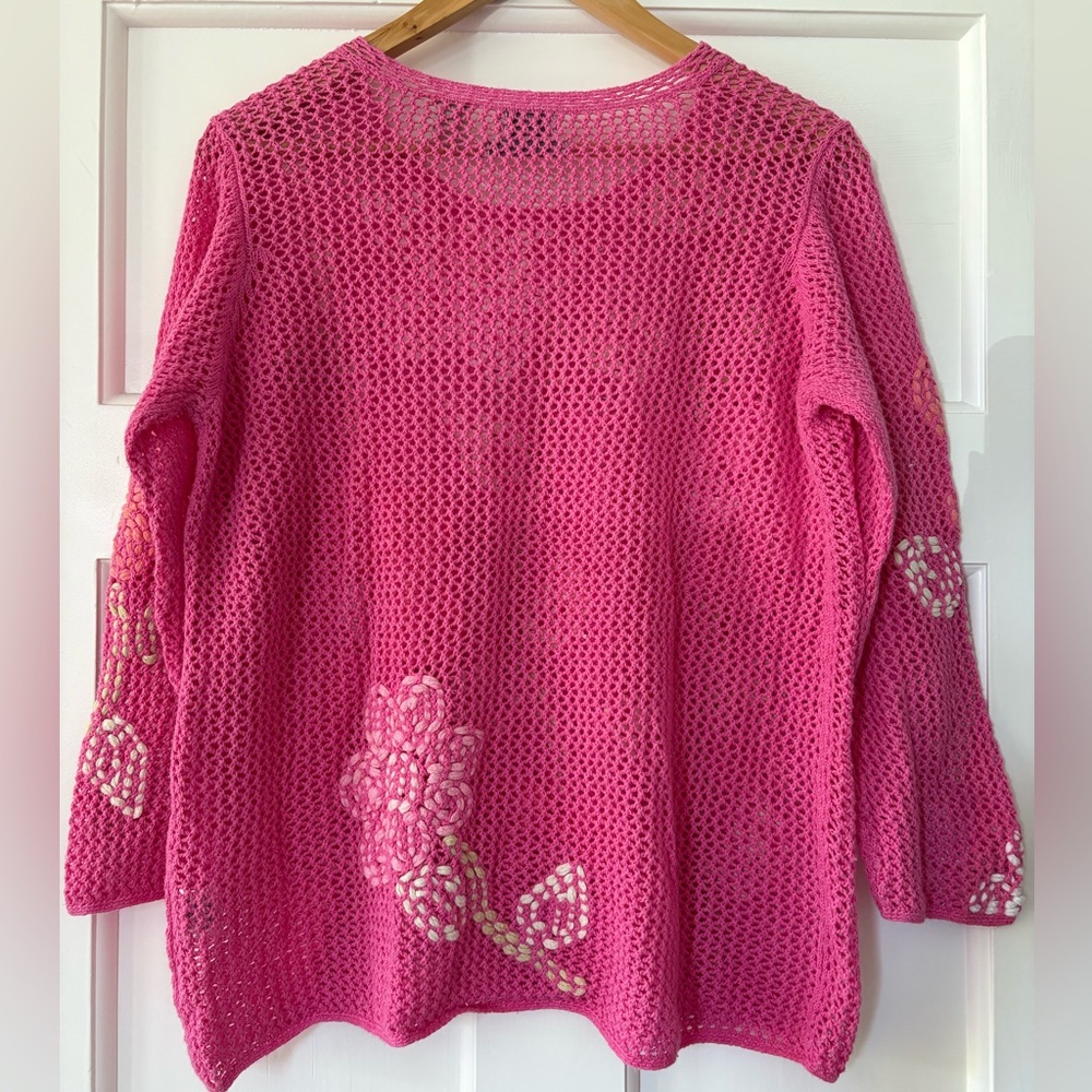 Sigrid Olsen Pink Floral Knit Sweater - Picture 2 of 14